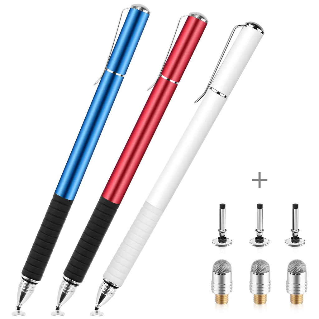 [Australia - AusPower] - Waysse 3 Stylus Pens for Touch Screens, Capacitive Pen High Sensitivity & Fine Point, Universal Stylus with Clear Disc for iPhone X/8/8plus iPad/iPad Pro/iPad Mini and All Capacitive Touch Screens 