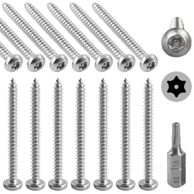 [Australia - AusPower] - Hilitchi 50Pcs #6 x 1 1/2" Stainless Steel Button Head Torx Silver Security Screws Sheet Metal Screws Anti-Theft Tamper Proof with Bit T15 #6 x 1 1/2"-50Pcs 