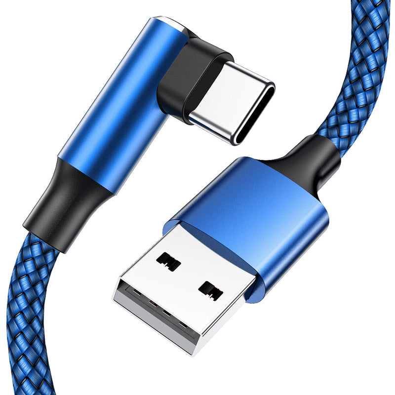 [Australia - AusPower] - USB Type C Cable 90 Degree [2Pack 6.6FT], Right Angled USB A to C Charger Cable for Samsung Phones and Tablets, Google Pixel, LG and More – 3A Quick Charging Cable & Fast Data Sync Transfer blue 