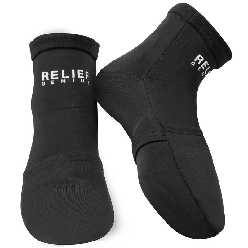 [Australia - AusPower] - Relief Genius Cold Therapy Socks with Reusable Gel ice Packs - Achieve Relief from Sprains, Muscle Pain, Bruises, Swelling, Edema, Chemotherapy, Arthritis, Post Partum Foot (Black, Large) Large (1 Pair) Black 