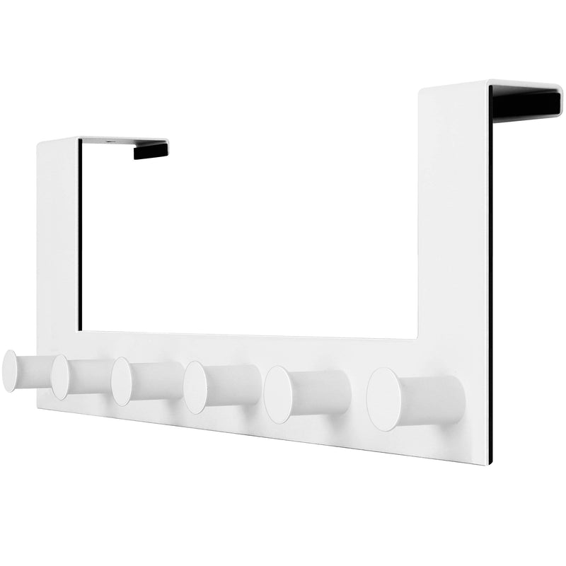 [Australia - AusPower] - WEBI Over The Door Hook,Door Hanger:Over The Door Towel Rack,6 Peg Door Hooks for Hanging,Door Coat Hanger Over The Door Coat Rack for Towels,Clothes,Behind Back of Bathroom,White 1 Pack White 