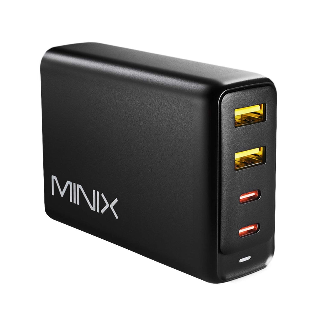 [Australia - AusPower] - MINIX 100W Turbo 4-Port GaN Wall Charger 2 x USB-A Quick Charge 3.0, 2 x USB-C Power Delivery Adapter Compatible with MacBook Pro Air, iPad Pro, iPhone 11 Pro,Max XR XS X SE2 and More (NEO P2) 