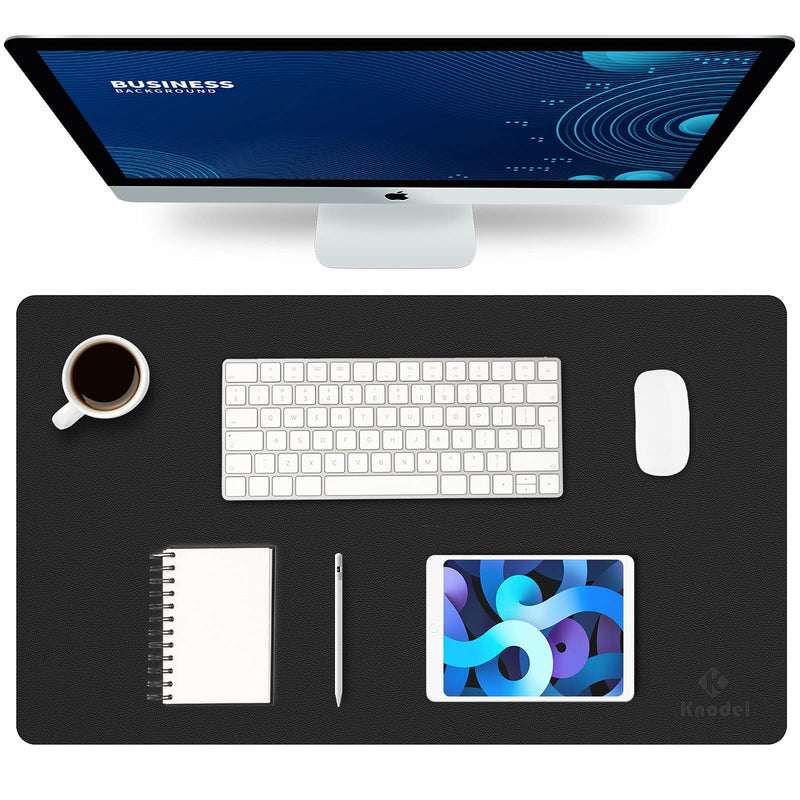 [Australia - AusPower] - K KNODEL Desk Mat, Mouse Pad, Desk Pad, Waterproof Desk Mat for Desktop, Leather Desk Pad for Keyboard and Mouse, Desk Pad Protector for Office and Home (23.6" x 13.8", Black) 23.6" x 13.8" 