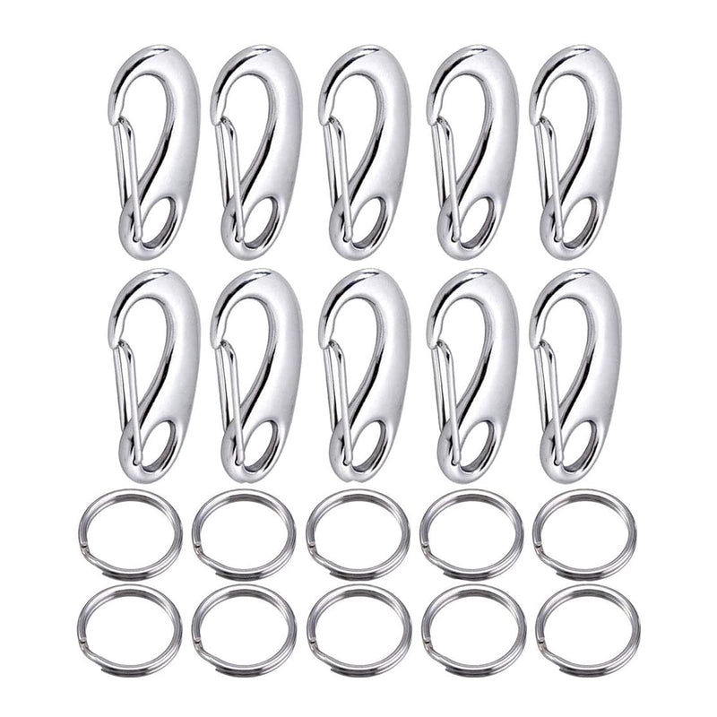 [Australia - AusPower] - Abimars Heavy Duty Snap Rope Carabiner Hook 2 in, 10PCS 316 Stainless Steel Spring Snap Hook Clip with Key Ring, Used for Keychain, Flagpole Clip, Rope Clip, Awning Clips 
