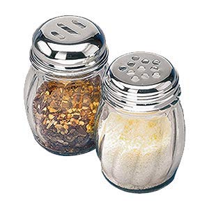 [Australia - AusPower] - 6-Ounces Glass Spices Shaker With Perforated Stainless Steel Top And Parmesan Cheese Shaker With Slotted Stainless Steel Top/Set of 2/Bulk Swirl Retro Style Dispensers With Lids/Salt & Pepper Shakers 