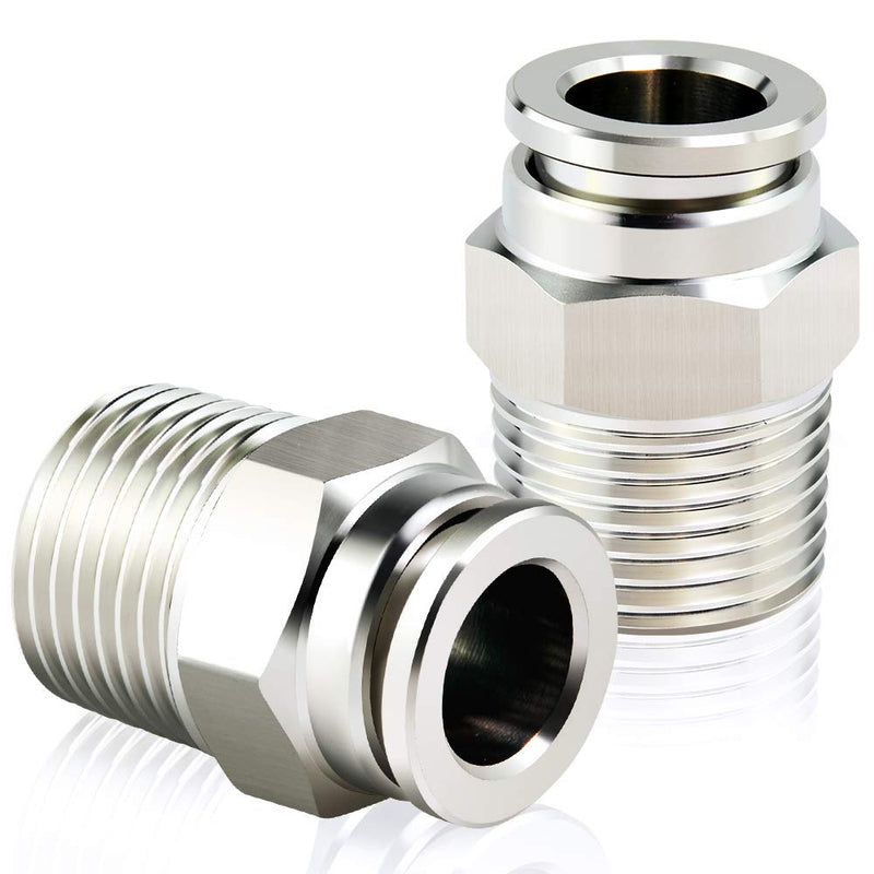 [Australia - AusPower] - TAILONZ PNEUMATIC Stainless Steel Male Straight 1/2 Inch Tube OD x 1/2 Inch NPT Thread Push to Connect Fittings PC-1/2-N4 (Pack of 2) 1/2''OD 1/2''NPT 