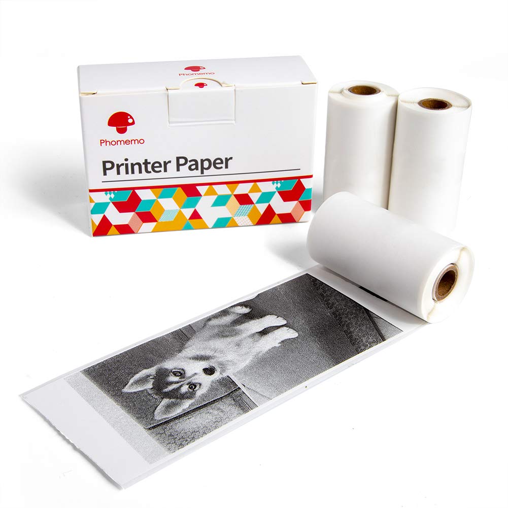 [Australia - AusPower] - Phomemo Self-Adhesive Thermal Paper, White Sticker for Mini Printer Portable Bluetooth Printer M02/M02S/M02Pro to Print Note, Journal, Label, and More, 50mm x 3m, Diameter 30mm, 3 Rolls 2-year White 