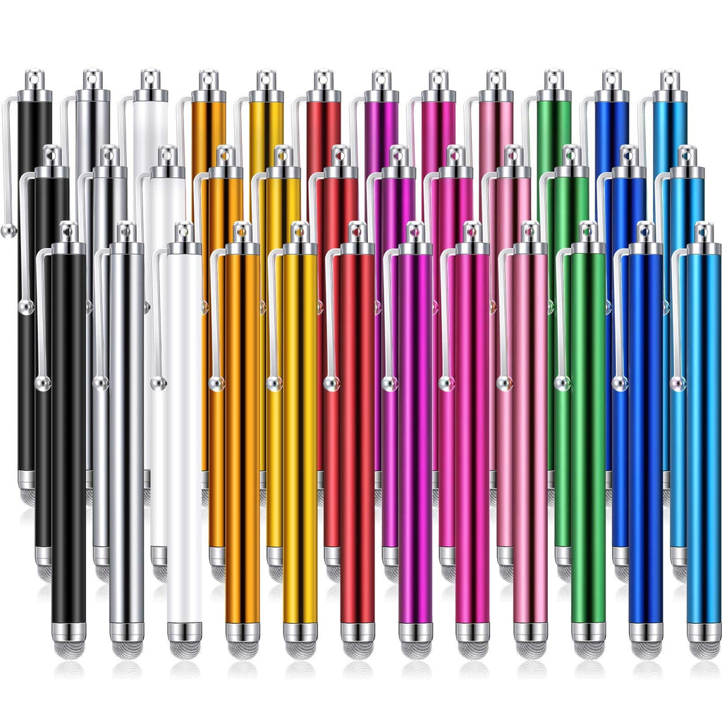 [Australia - AusPower] - 36 Pieces Stylus Pens Fiber Tip Series Capacitive Stylus Pens for Universal Touch Screen Devices Compatible with iPhone, iPad, Tablet (12 Colors) 