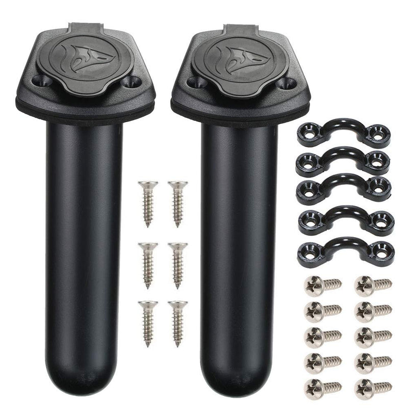 [Australia - AusPower] - Borogo Kayak Fishing Rod Holder, 2 Pack Kayak Deck Flush Mount Fishing Boat Rod Holders and Cap Cover for Kayak, Fishing Boat, Canoe and Fishing Tackle Accessory Tool 
