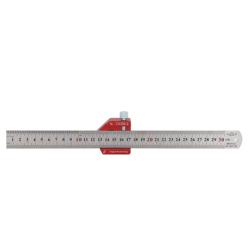 [Australia - AusPower] - 300mm Woodworking Ruler£¬300mm Scale Measure Scribing Ruler£¬Aluminum Alloy Woodworking Scriber Angle Ruler Measuring Tool(CX300-2) 