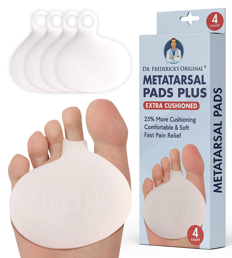 [Australia - AusPower] - Dr. Frederick's Original Metatarsal Pads Plus - 25% More Cushioning - 4 Pieces - Foot Pads for Women & Men 