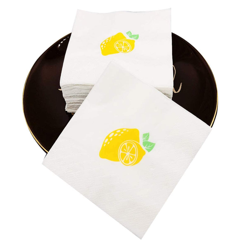 [Australia - AusPower] - Crelife Everyday Napkins, White Paper Napkins, Fruit Napkins, 100 Count, Great For Holidays and Parties and Everyday Use (Lemon) 100pcs Lemon 