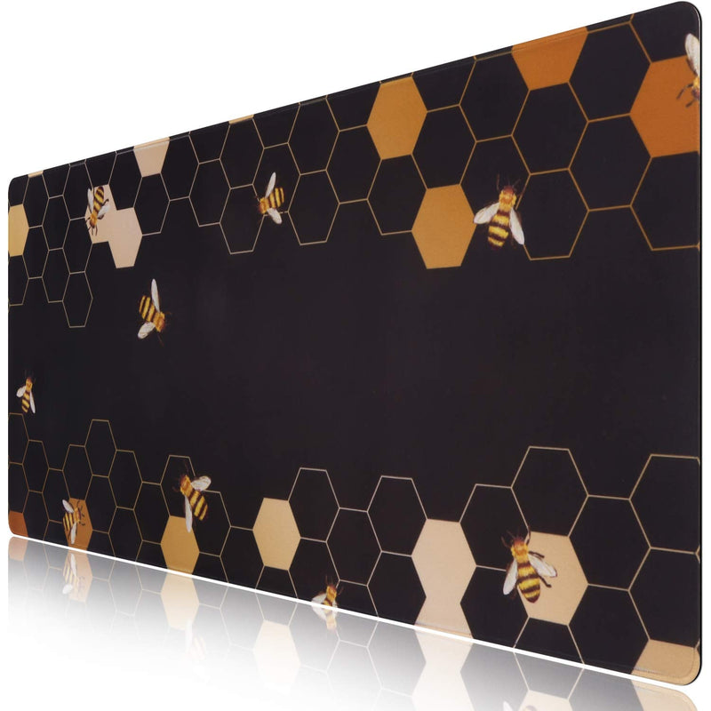 [Australia - AusPower] - iCasso Extended Gaming Mouse Pad (35.4x15.7 in), Large Non-Slip Rubber Base Mousepad with Stitched Edges, Waterproof Keyboard Mouse Mat Desk Pad for Work, Game, Office, Home - Honeycomb 