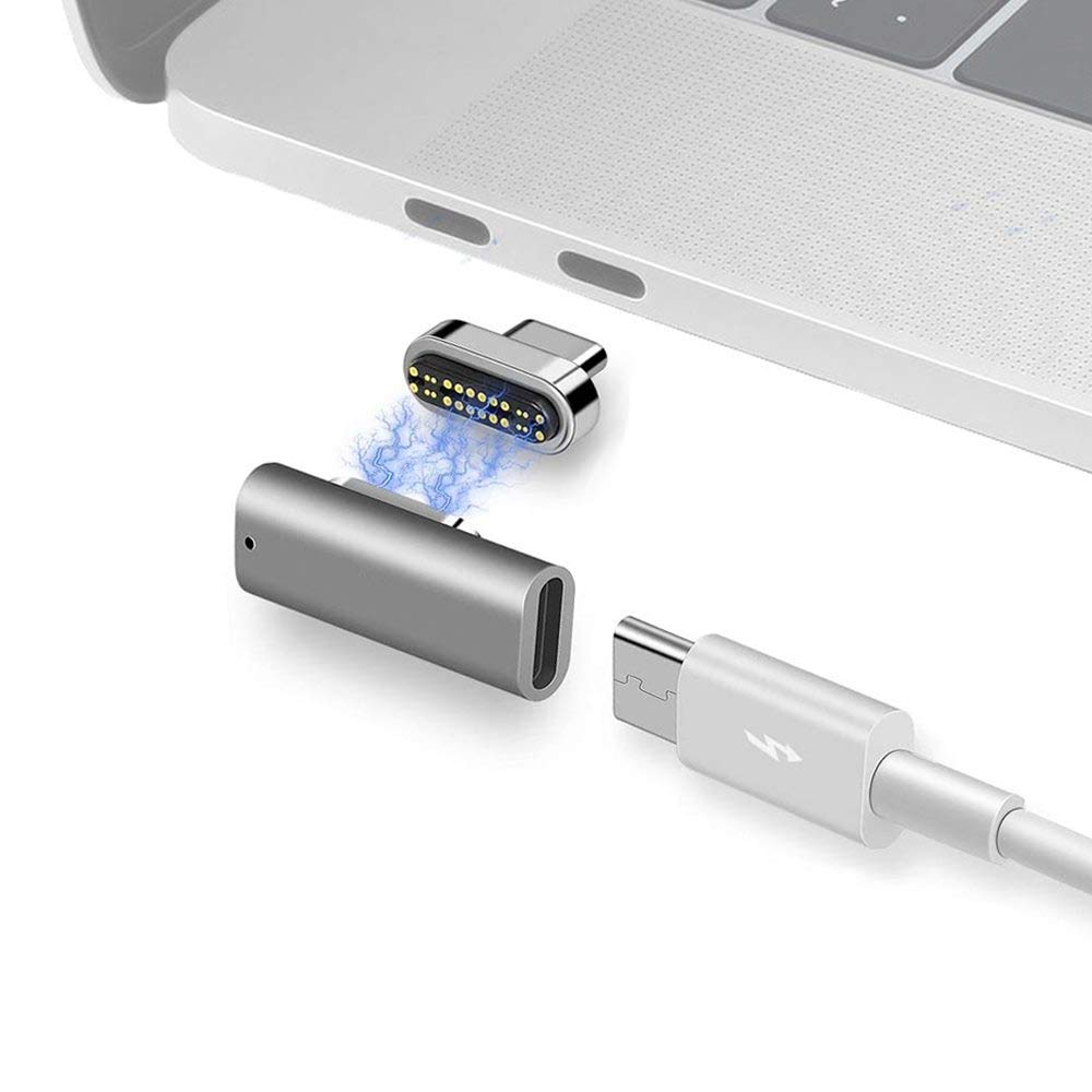 [Australia - AusPower] - Sisyphy Magnetic USB C Adapter, 40Gbps 24Pins Type-C Connector Compatible with Thunderbolt3 USB4.0, 100W PD Charge, 8K@60Hz 4K@144Hz Video Output, Compatible for MacBook Pro Air and More Type C Device Gray · 24Pin 6K 