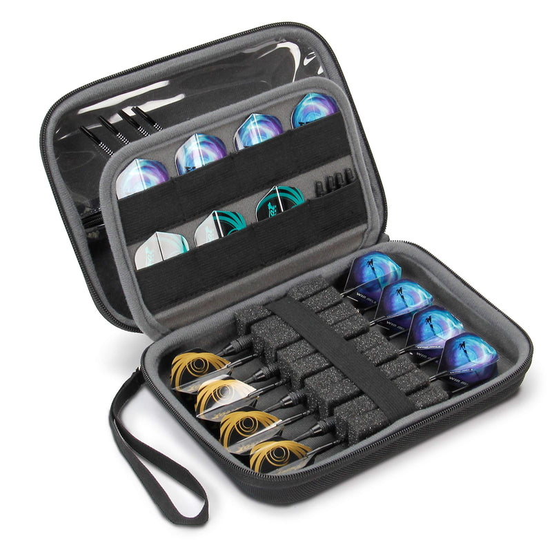[Australia - AusPower] - USA GEAR Hard Shell Dart Case - Darts Carrying Case for Darts (8), Dart Tips, Dart Shafts, Dart Flights, and More Dart Accessories - Compatible with Soft Tip Darts and Steel Tip Darts (Black) 