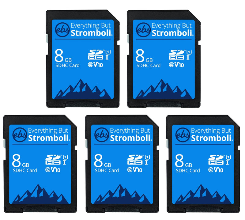 [Australia - AusPower] - Everything But Stromboli 8GB SD Card (5 Pack) Speed Class 10 UHS-1 U1 C10 8G SDHC Memory Cards for Compatible Digital Camera, Computer, Trail Cameras 8GB 5 Pack 