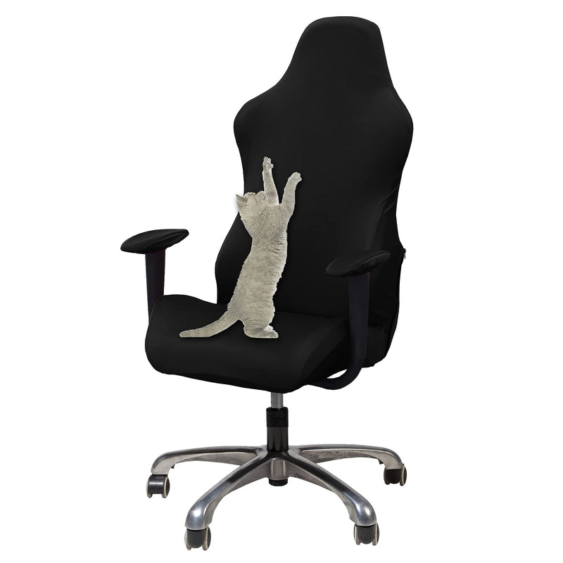 [Australia - AusPower] - WOMACO Gaming Chair Slipcover Stretch Seat Chair Cover for Leather Computer Reclining Racing Ruffled Gamer Chair Protector (Black, One-Size) Black 