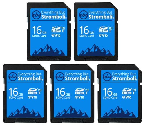 [Australia - AusPower] - Everything But Stromboli 16GB SD Card (5 Pack) Speed Class 10 UHS-1 U1 C10 16G SDHC Memory Cards for Compatible Digital Cameras, Computer, Trail Cams 16GB 5 Pack 