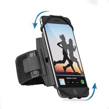 [Australia - AusPower] - EZfit 360 Premium Rotatable Universal Cell Phone Armband Case for iPhone 11 Pro X XS Max XR 8 7, Samsung Galaxy S10 S9 S8 S7 with Adjustable Band for Running Workout Gym Sports Exercise Hiking (Black) 