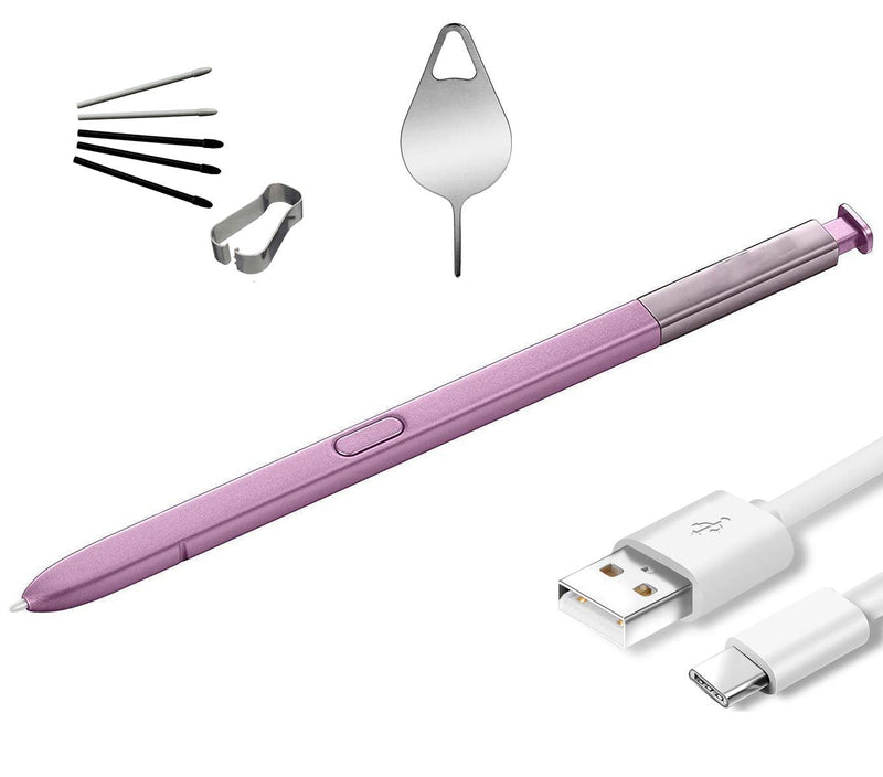 [Australia - AusPower] - (No Bluetooth) Knomix Stylus S Pen Touch Pen Replacement for Samsung Galaxy Note 9 Note9 +Tips+Eject Pin+Type C Charging Cable (Violet) 
