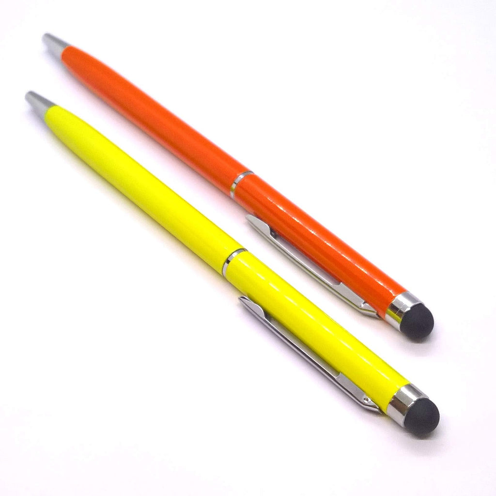 [Australia - AusPower] - 2pack Universal 2 in 1 Touch Stylus Pen for Android Device Mobile Phone Cell Smart Phone Tablet iPad iPhone (Orange & Yellow) Orange & Yellow 