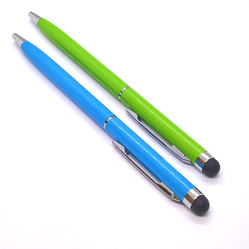[Australia - AusPower] - 2pack Universal 2 in 1 Touch Stylus Pen for Android Device Mobile Phone Cell Smart Phone Tablet iPad iPhone (Blue & Green) 