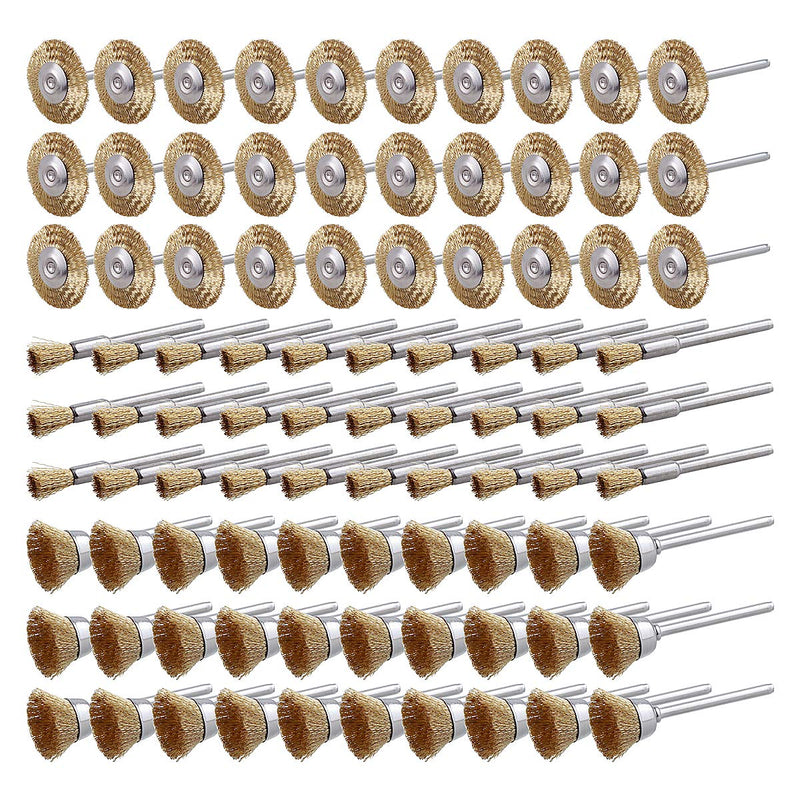 [Australia - AusPower] - 90 Pcs Wire Brushes Set, Rocaris Brass Wire Wheels Pen Brushes Set Kit Accessories for Rotary Tool 
