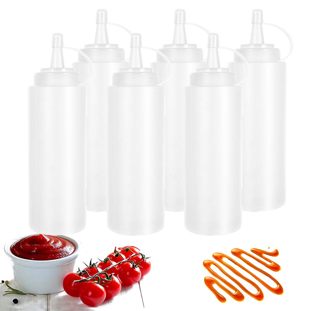 [Australia - AusPower] - 6 Pack 24oz Squeeze Bottle Condiment Squeeze Bottles Plastic ketchup Squeeze Squirt bottle For Sauce,BBQ,Dressing,Paint,Workshop,Arts and Crafts 