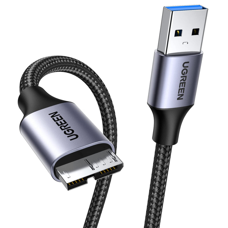 [Australia - AusPower] - UGREEN Micro USB 3.0 Cable, USB 3.0 A to Micro B Cord Nylon Braided External Hard Drive Cable Compatible with Samsung Galaxy S5, Note 3/Pro 12.2, Western Digital, Toshiba, My Passport, etc 6 FT 6.6 ft 