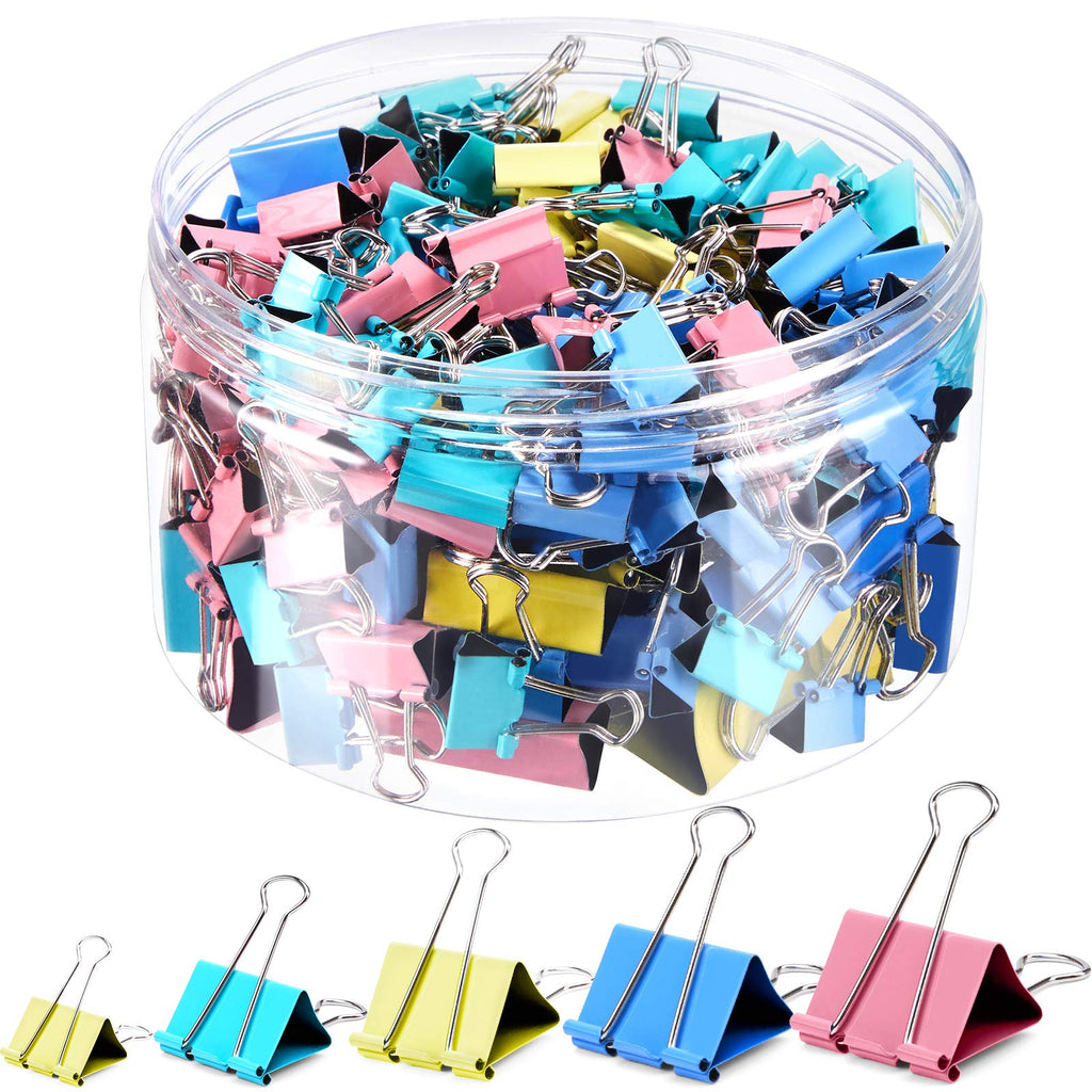 [Australia - AusPower] - 200 Pieces Binder Clips Paper Clamps Colored Assorted 5 Sizes Metal Fold Back Clips with Box for Office, School, Home Supplies (0.6/0.75/1/ 1.26/1.61 inch) 