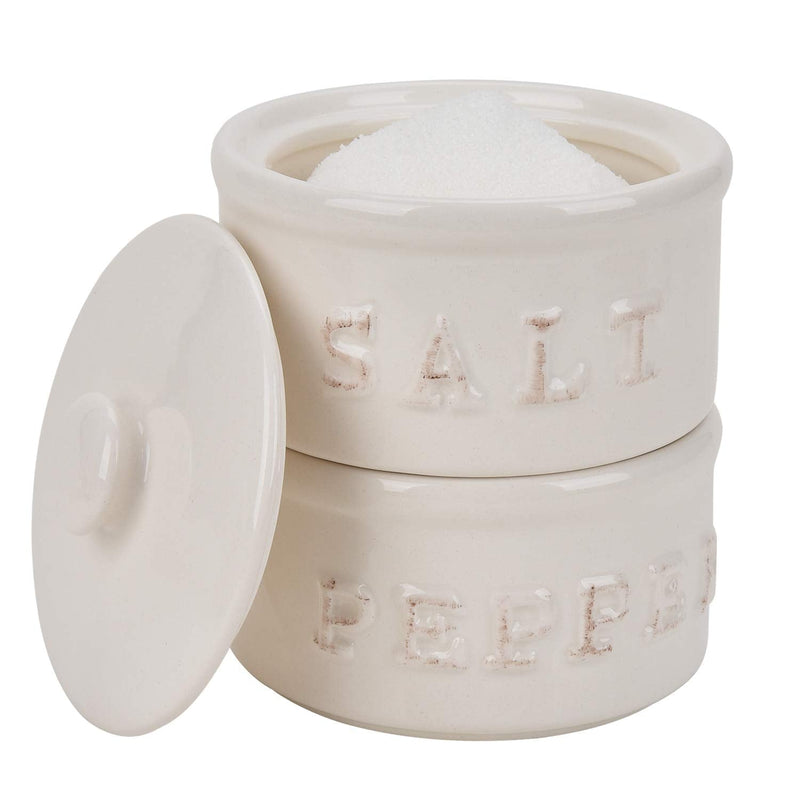 [Australia - AusPower] - Vintage Ceramic Salt and Pepper Shaker Set Condiments Cellar Stacking Bowls With Lid 
