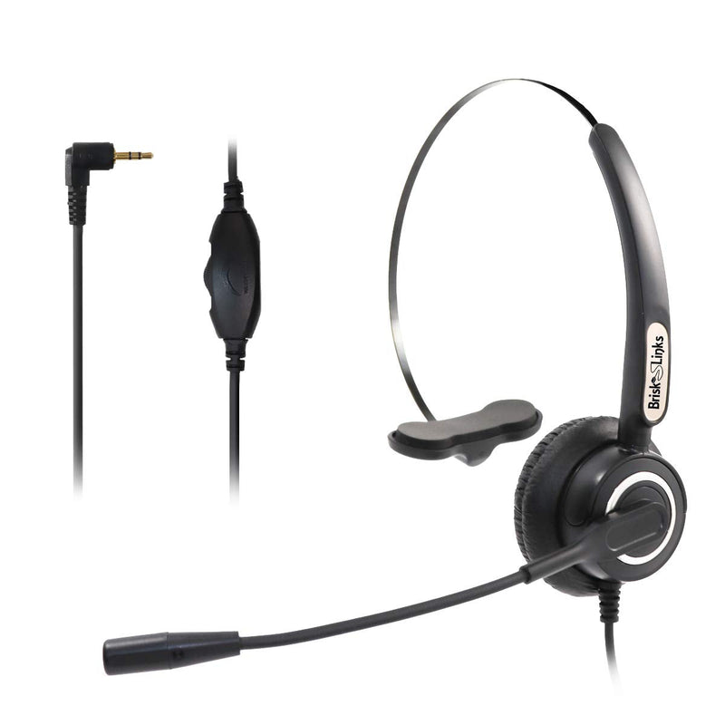 [Australia - AusPower] - Brisk Links Headset for Cordless Phones Durable Corded Headset 2.5mm Hands Free Headset with Convenient to use Volume Control. 
