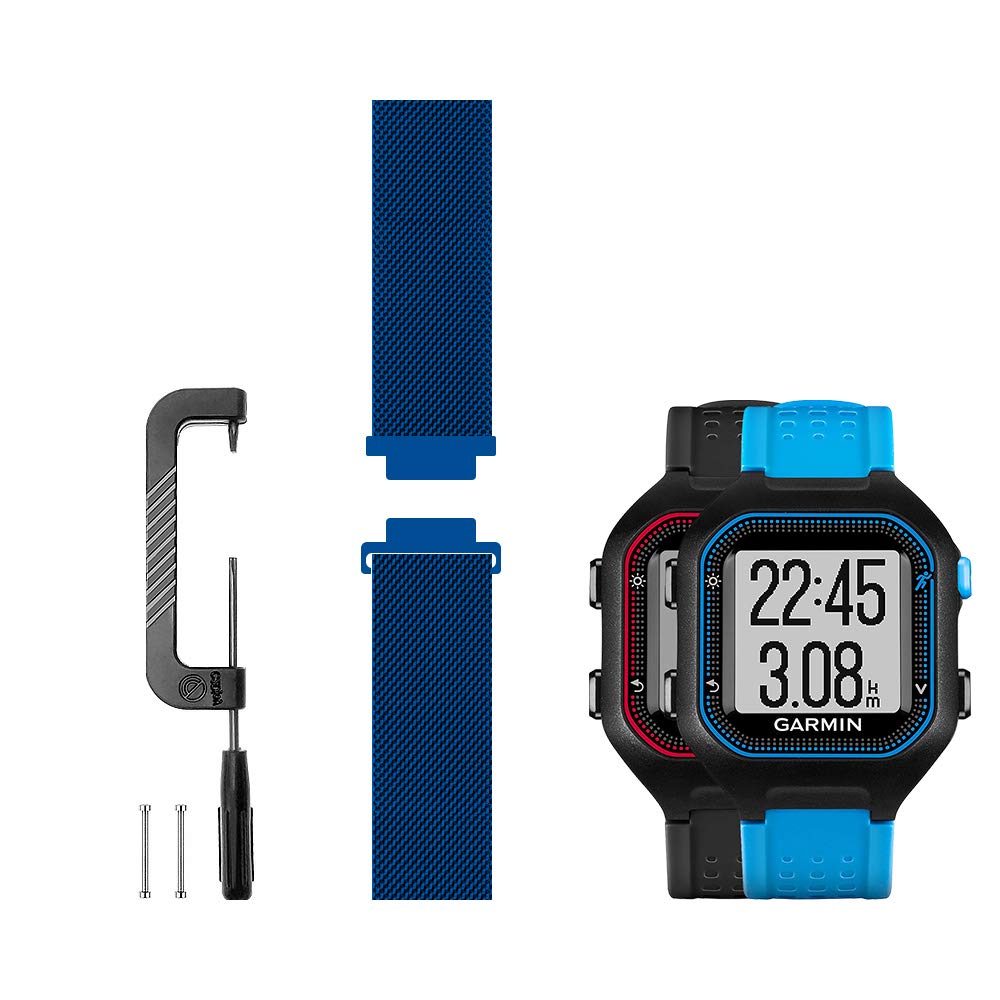 [Australia - AusPower] - Woven Mesh Strap Compatible with Garmin forerunner 25 Band Replacement smartwatch Bands (Large version) Blue (Large version) Large (6.9"-9.0") 