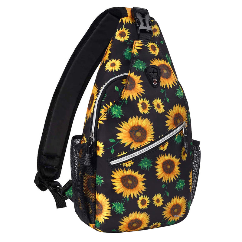 [Australia - AusPower] - MOSISO Sling Backpack,Travel Hiking Daypack Sunflower Rope Crossbody Shoulder Bag Black 