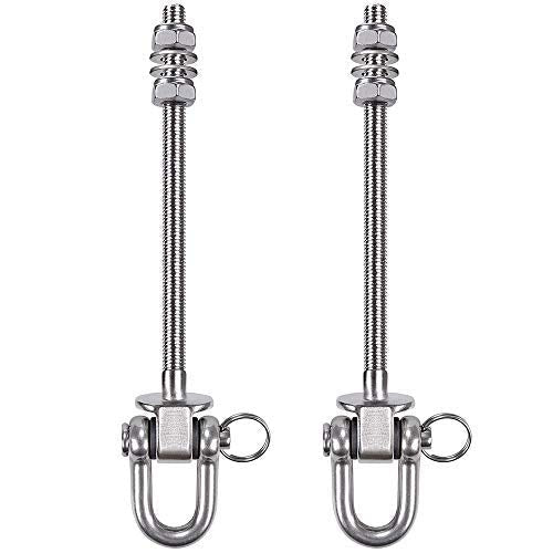 [Australia - AusPower] - SELEWARE Set of 2 Heavy Duty Swing Hanger 1800LB Capacity, M10 x 8.8" Swing Bolts, Stainless Steel Swing Hooks for Wood and Steel Beam Yoga Hammock Chair Punching Bag Porch Swing Sets Seat 