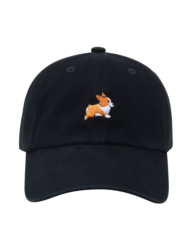[Australia - AusPower] - Hatphile Pre-Washed Soft Embroidery Dad Hat Baseball Cap Cat Dog 7 1/4-7 3/8 Corgi Black 