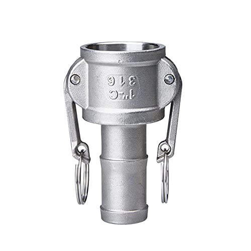 [Australia - AusPower] - Beduan Stainless Steel Type C Cam and Groove Hose Fitting, 1" Female Coupler x 1" Hose Shank Barbed 1" Female Camlock x 1" Hose Shank 