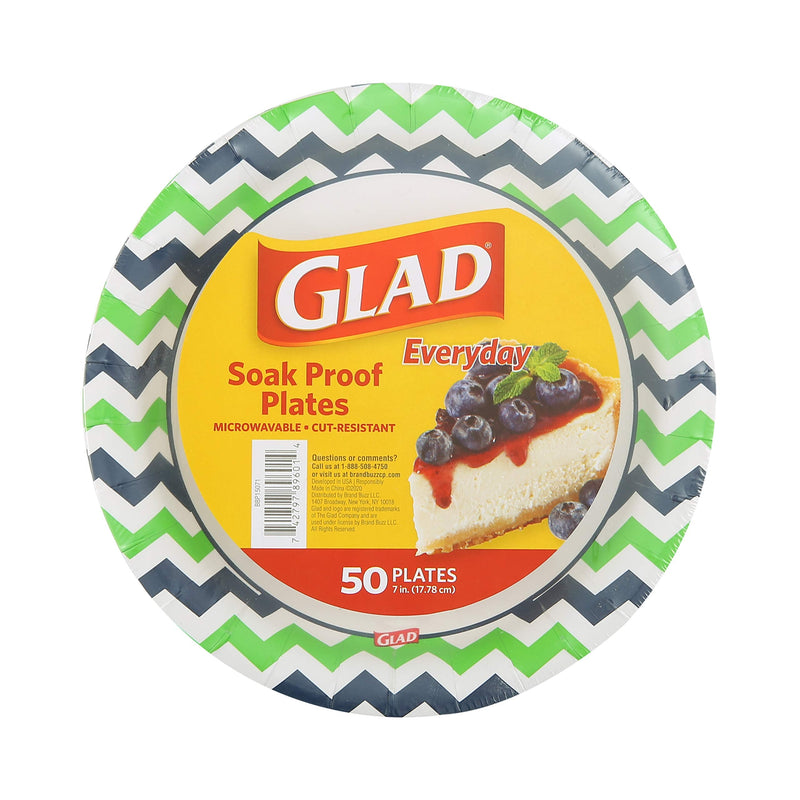 [Australia - AusPower] - Glad Disposable Paper Plates 7" | Chevron Design Glad Paper Plates | Soak Proof Microwavable Disposable Plates | Cut Resistant Everyday Plates for All Occasions, 7 Inch Paper Plates (50 Count) 7" Plates - 50 Count 