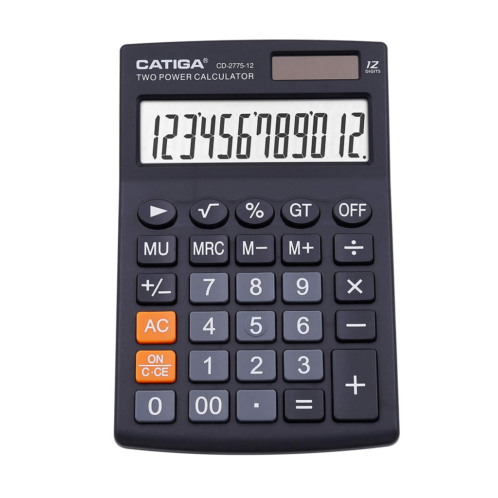 [Australia - AusPower] - Desktop Calculator with 12 Digit LCD Display Screen, Home or Office Use, Easy to Use with Clear Display/Memory Functions, CD-2775 Black 