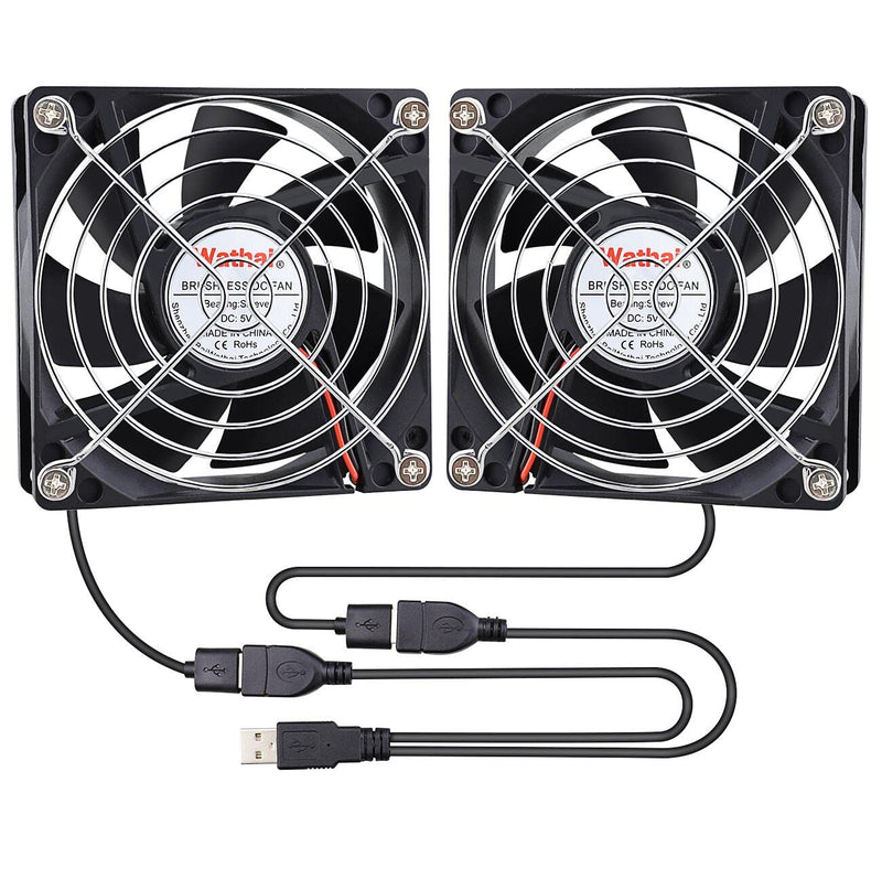 [Australia - AusPower] - Wathai 80mm x 80mm x 25mm USB Fan 5V for Computer Laptop Router DVR Xbox Cooling 2 Packs 