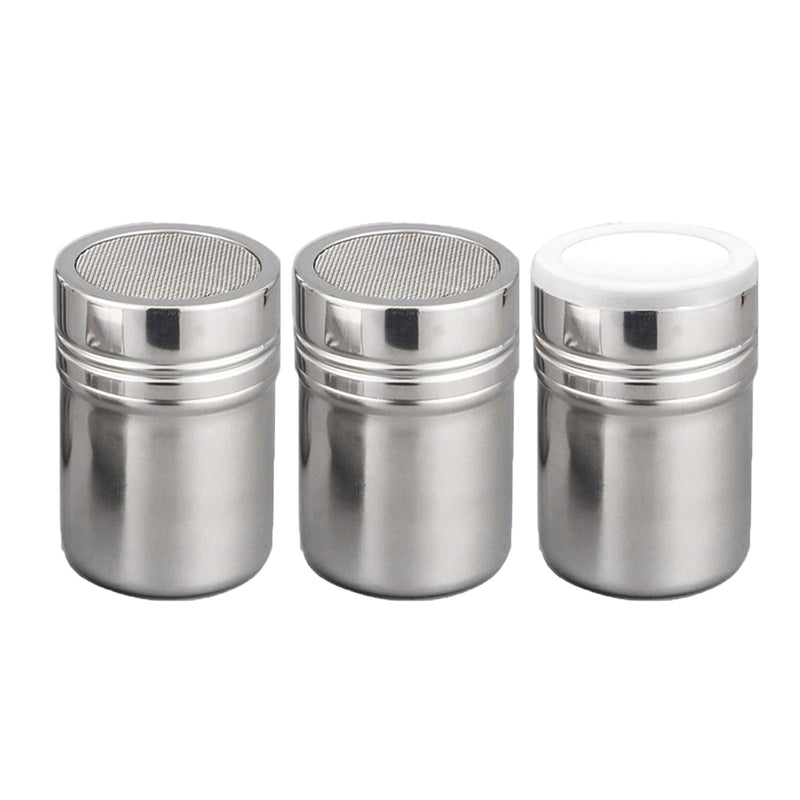 [Australia - AusPower] - Set of 3Pcs Powder Sugar Shaker with Lid,Stainless Steel Fine Mesh Shaker, for Sifter Cocoa,Cinnamon Powder,Icing Sugar,Chocolate Coffee (Small) 3 Small 