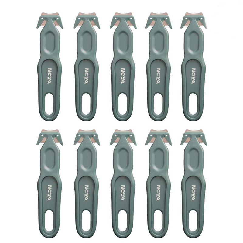[Australia - AusPower] - Nova Safety Cutter Tool, Safety Box Cutter Knife, Ergonomic Film Cutting Blade, Box, Strap, Carton, Package, Envelope and Letter Opener (10 Piece - Green) 10 Pack 