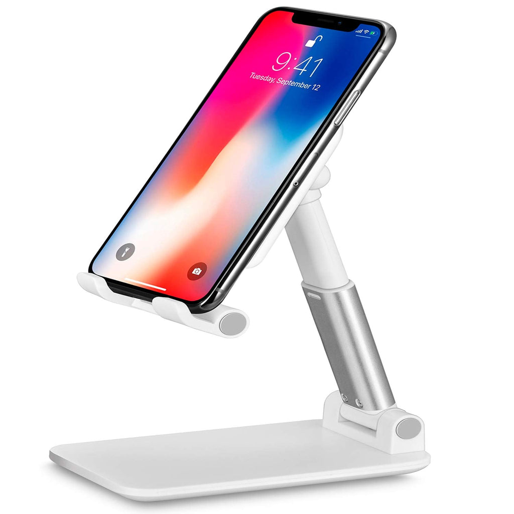 [Australia - AusPower] - Adjustable Desktop Cell Phone Stand , CloudMi Foldable Tablet Holder with Anti-Slip Base and Charging Port, Mobile Phone Mount for Desk Compatible with Pad Mini Phone 11 Pro X XR XS Max 8 7 6 5 5s 
