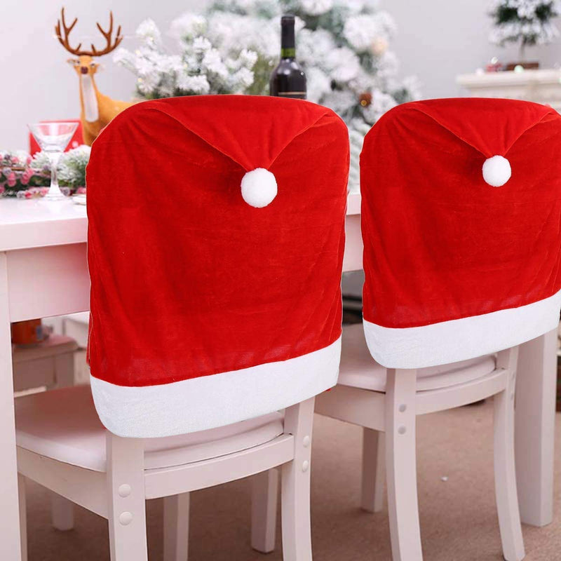 [Australia - AusPower] - CCINEE 6PCS Christmas Chair Covers,Santa Claus Hat Slipcover Xmas Chair Back Cover for Christmas Dinning Room Decoration 