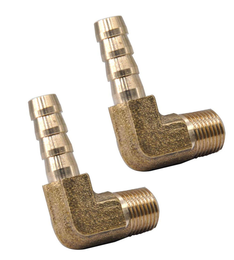 [Australia - AusPower] - HZFJ 2pcs Brass Hose Fitting,90 Degree Elbow 1/4" Hose Barb x1/8" NPT Barbed Pipe Fitting,Water/Fuel/Air Hose Connector 