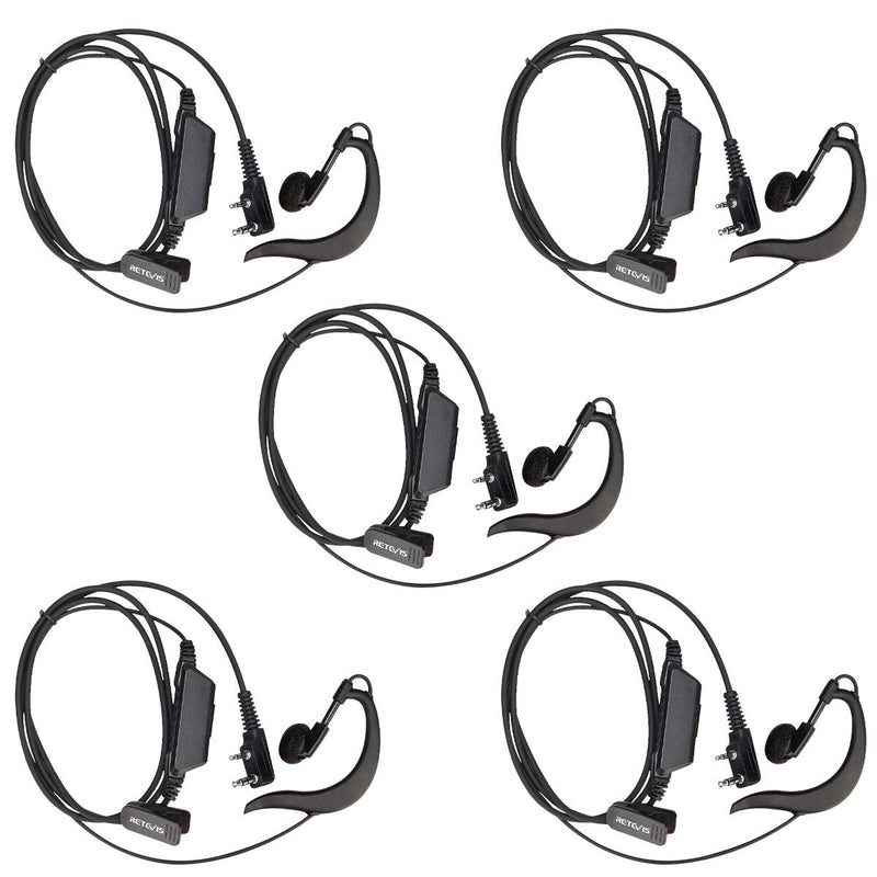 [Australia - AusPower] - Retevis RT18 Walkie Talkie Earpiece Two Way Radio Headset with Microphone Police Security Earpiece for Retevis RT18 RT22 RT21 H-777 Baofeng 888S UV-5R Arcshell AR-6 Radios (5 Pack) 