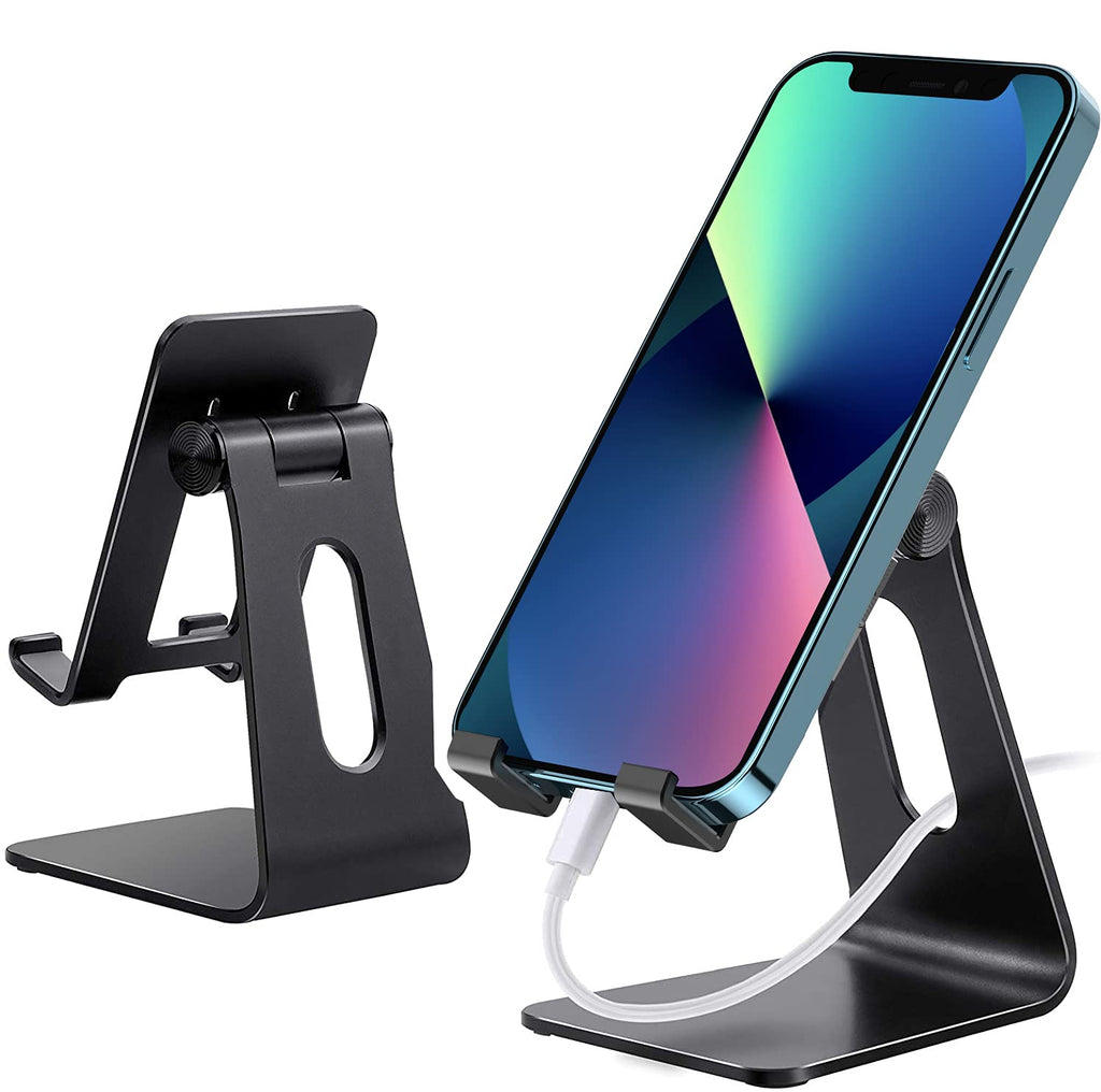 [Australia - AusPower] - MROCO Phone Holder for Desk, Angle Adjustable Desktop Cell Phone Stand for Office, Phone Cradle Dock Compatible with Phone12 Mini 11 Pro Xs Xs Max Xr X 8 7 6 6s Plus, Pad, Tablets, Black A-General 