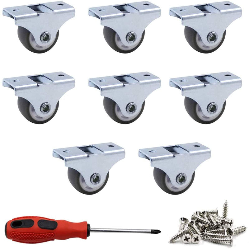 [Australia - AusPower] - Luomorgo 8 Pack 1" Caster Wheels Rigid Fixed Non Swivel Casters with Metal Top Plate No Noise TPE Wheels for Furniture, 141 Total Capacity 