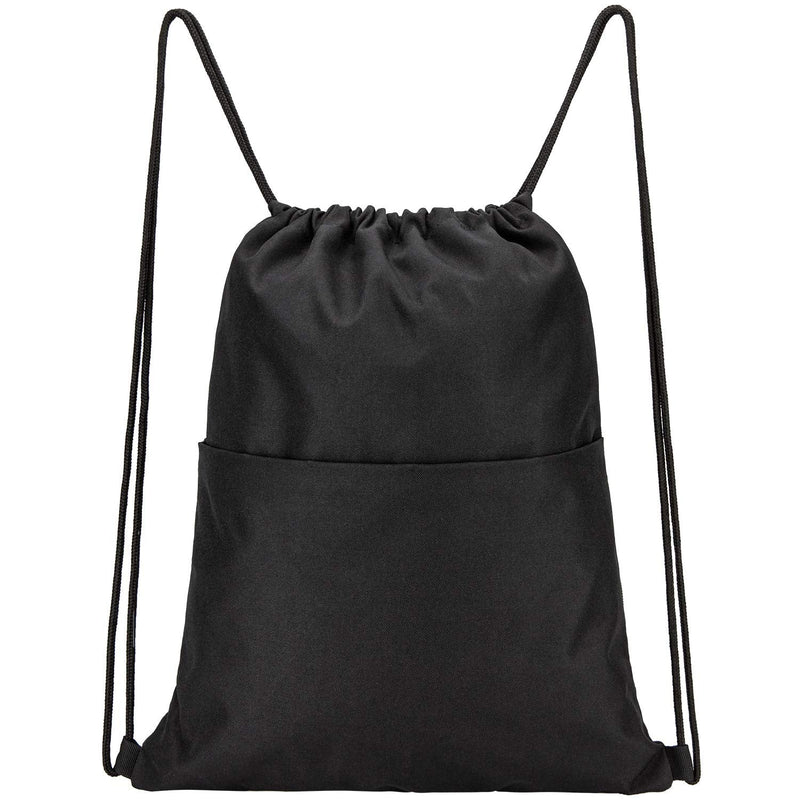 [Australia - AusPower] - Vorspack Drawstring Backpack Water Resistant String Bag Sports Sackpack Gym Sack with Side Pocket for Men Women Black 