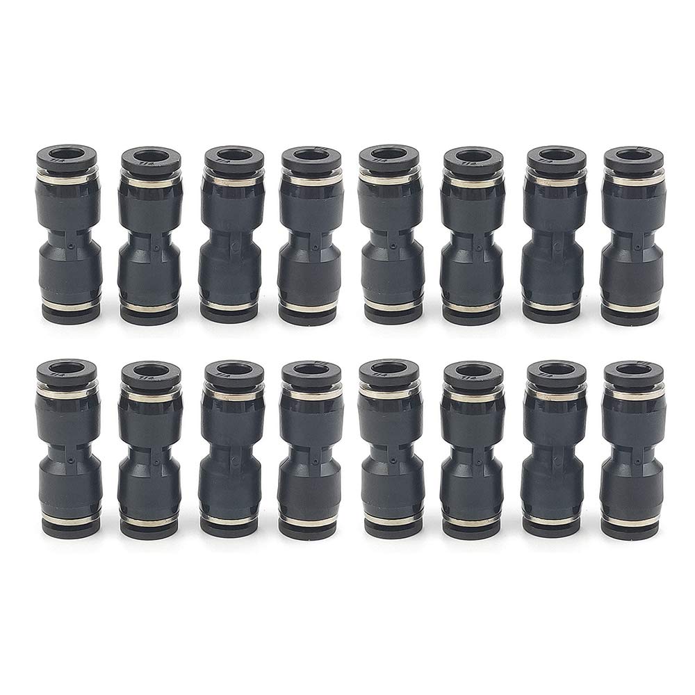 [Australia - AusPower] - 16 Pack Straight Push Connectors Plastic Air Push to Connect Fittings Quick Connect Assortment Quick Release Pneumatic Push Connectors 6mm, 1/4" Union Straight x 1/4" Tube OD 